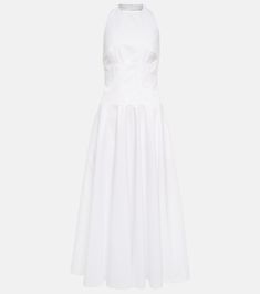 Halterneck Cotton Poplin Maxi Dress in White - Alaia | Mytheresa Elegant Midi Dress, International Clothing, Elegant Midi Dresses, Elegant Maxi Dress, Halterneck Dress, Style Maxi Dress, White Maxi Dresses, Classy Dress, Cotton Poplin