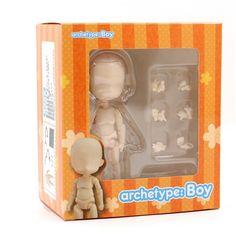 an action figure is in the box with its packaging on it's back side