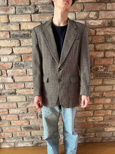 "Vintage Mens Wool Sport Coat HART SCHAFFNER & MARX NORDSTROM Plaid Jacket Mens Retro Blazer Urban Casual Jacket Checkered Sports Coat Size Medium Label size: 39L Estimated size: M Measurements: (lying flat) Length:  33\"/ 84 cm Sleeve:  26\"/ 66 cm Shoulders : 19.5\"/ 49.5 cm Pit to pit : 22\"/ 56 cm Waist:  19.5\"/ 49.5 cm Please check measurements to insure a proper fit. Remember to allow yourself some extra room for movement. You can compare these with something from your closet that fits you well. This jacket will come to you freshly laundered and ready to wear. Please feel free contact me if you need additional measurements or have any questions Condition: great vintage Condition Label: HART SCHAFFNER & MARX NORDSTROM  Made in U.S.A. SHIPPING * I ship worldwide via Priority mail (Lat Retro Tailored Winter Outerwear, Winter Sport Coat With Lapel Collar, Retro Business Outerwear For Fall, Retro Notch Lapel Outerwear For Winter, Retro Winter Outerwear With Notch Lapel, Classic Winter Sport Coat With Pockets, Vintage Outerwear With Suit Collar For Fall, Vintage Fall Outerwear With Suit Collar, Vintage Wool Sport Coat With Long Sleeves