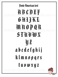 the font and numbers for an old english alphabet