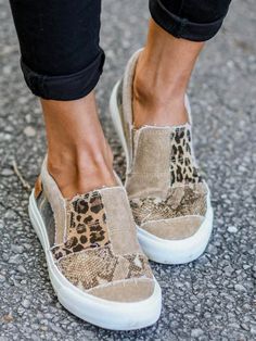 DETAILS Flat heel Canvas Slip-on Leopard/snake printed Leopard Sneakers, Footwear Collection, Grey Khakis, Mixing Prints, Canvas Sneakers, Midi Dress Bodycon, Color Khaki, Vans Classic Slip On Sneaker, Snake Print