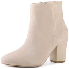 This is a cue for you to indulge in our elegant pair of ankle boots that are sure to become your favorite. Their design element is what makes them stand out. Chunky Heels Ankle Booties; Side Zip; Round Toe; Vamp: Faux Suede; Outsole: Rubber; Heel: ABS; Heel Height: 3 1/8 inches; Shaft Height: 4 3/4 inches. Elegant Ankle-high Booties With Stacked Heel, Elegant High Heel Booties With Padded Ankle, Cream Heeled Boots For Fall Party, Elegant Fall Wedding Heels, Elegant Block Heel Booties For Winter, Elegant Winter Booties With Block Heel, Elegant Beige High Ankle Heels, Elegant Booties With Padded Ankle And Round Toe, Elegant Booties With Stacked Heel And Almond Toe