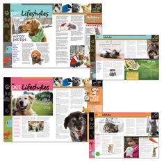 four different pages with pictures of dogs and cats on them, all showing the same page