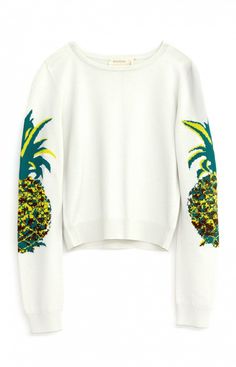 Nicole Miller Artelier Pineapple Sweater Pineapple Embroidery, Medicine Tips, Pineapple Clothes, Cute Pineapple, Tropical Summer, Sweater Womens, Nicole Miller, Of Ideas, Summer Wardrobe