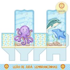 a card with an octopus and dolphin on it