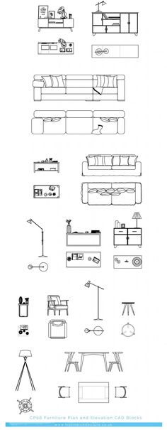 the diagram shows different types of furniture and their functions, including tables, chairs, and lamps