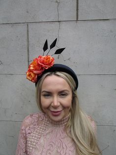 Beautiful padded velvet headband This is perfect for adding style to your hair. Featuring faux flowers and padded headband. The headband base measures 4cm wide at it's widest point. Available in other colours in our shop. Made in the UK - custom orders are welcome Orange Curved Brim Fascinator For Party, Orange Curved Brim Fascinator For Wedding, Orange Headband Fascinator For Wedding, Orange Spring Evening Fascinator, Flower-shaped Party Fascinator With Matching Headband, Orange Fascinators, Wedding Guess, Sage Green Flowers, Fascinator Hairstyles