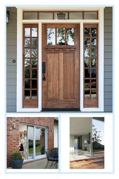 the front and side doors of a house with glass panes on each one door