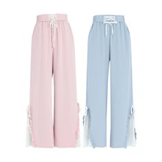 Blue Pink Cute Pastel Spring Lace Pants ON632 Egirl Clothes, Lace Pants, Cute Pastel, Rose Pastel, Pastel, Lace, Pants, Pink, Blue