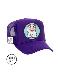 Our Woolf With Me® trucker hat is perfect for your sunshine adventures!☆Customize this adult trucker hat by adding interchangeable velcro embroidered patches! SIZE: Adult Size. Adjustable Snap Back Foam Front, 100% Polyester Mesh Back Adjustable Trucker Hat With Embroidered Patch And Curved Bill, Adjustable Trucker Hat With Embroidered Patch, Fun Adjustable Trucker Hat With Embroidered Patch, Casual Purple Adjustable Trucker Hat, Adjustable Purple Trucker Hat With Curved Brim, Purple Adjustable Trucker Hat, Purple Curved Brim Trucker Hat, Purple Trucker Hat With Curved Brim, Playful Purple Adjustable Hat