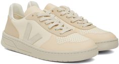 Low-top paneled grained ChromeFree leather and suede sneakers in tones of beige. · Perforated detailing at toe · Lace-up closure · Logo embossed at tongue · Padded collar · Logo appliqué at sides · Logo printed at heel tab · Mesh lining · Treaded rubber sole Supplier color: Multico/Cashew/Pierre Beige Leather High-top Sneakers With Textured Sole, Cream Suede Sneakers With Perforated Toe Box, Cream Low-top Leather Sneakers, Cream Leather Low-top Sneakers, Beige Suede Sneakers With Perforated Toe Box, Beige High-top Sneakers With Perforations, Beige High-top Sneakers With Perforated Toe Box, Beige Suede Sneakers With Perforations, Beige Leather High-top Sneakers