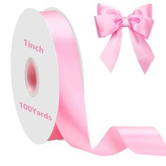 a pink ribbon with a bow on it