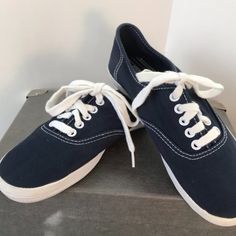 City Sneaks Navy Canvas With White Laces, Arch Support, Cushioned Foot-Bed. Pre-Owned In Like New Condition. Price Is Stable Blue Cotton Slip-on Sneakers, Navy Non-slip Low-top Sneakers, Casual Navy Non-slip Sneakers, Blue Low-top Canvas Shoes For School, Navy Sneakers, Foot Bed, Arch Support, White Lace, Kids Shoes