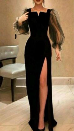 Black Dress Classy Elegant Long, Party Dress Night, Cheap Prom Dresses Long, Black Dresses Classy, Soiree Dress, Fancy Dresses Long, Pretty Prom Dresses, فستان سهرة, Stylish Dress Book