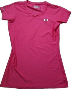 Pink Fitted Crew Neck Shirt, Pink Stretch Crew Neck Shirt, Casual Pink Under Armour Top, Fitted Shirt, First Class, Workout Shirts, Under Armour, Womens Shirts, Cute Outfits