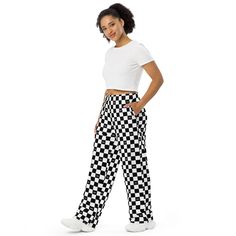 Get the comfort of pajamas in this stylish pair of wide-leg pants. With the adjustable waist and stretchy fabric, it’s like your favorite sweatpants but better. • Relaxed unisex fit • Practical side pockets • Elastic waistband with a white drawstring • Can be worn on the waist or on the hips • Premium knit mid-weight jersey fabric • 95% polyester, 5% elastane (fabric composition may vary by 1%) • Fabric weight: 6.19 oz/yd2 (210 g/m2) (weight may vary by 5%)Size guide WAIST (inches) HIPS (inches) Trendy Cotton Wide Leg Pants With Elastic Waistband, Trendy Wide Leg Sweatpants, Trendy Wide-leg Cotton Sweatpants, Trendy Straight Cargo Pants For Loungewear, Trendy Cotton Cargo Pants For Loungewear, Trendy White Wide Leg Pants With Elastic Waistband, Trendy Wide-leg Loungewear Pants, Trendy Wide Leg Sweatpants With Loose Fit, White Wide Leg Cargo Pants For Loungewear