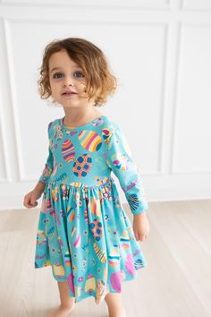 Egg-cellent Twirl Dress-Mila & Rose ® Dress For School, Mila Rose, Toddler Flower Girls, Girls Dress Outfits, Toddler Flower Girl Dresses, Infant Flower Girl Dress, Tea Party Dress, Baby Christmas Outfit