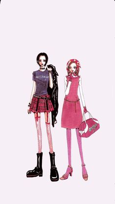 two girls in dresses and boots are standing next to each other, one is holding a purse