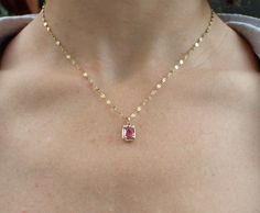 Natural pink tourmaline neckalce. Set in a hand-carved solid 14k gold picture frame setting. Tourmaline: .53ct Necklace length 16" Solid 14k mirror link chain. One of a kind piece, ready to ship. Pink And Gold Necklace, Pink Tourmaline Necklace, Pink Gold Jewelry, Pink Tourmaline Jewelry, Pink Gold Necklace, Pink Stone Necklace, Gold Picture Frame, Necklace Layered, Tourmaline Jewelry