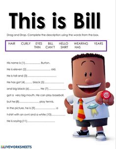 the worksheet for this is bill, which includes an image of a man holding a