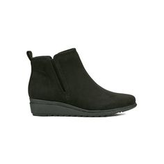 Keep it comfortable in the Easy Spirit Yuna casual booties. It features superior arch support, a wedge heel and slip-on silhouette. Youll want to wear the Yuna all-day long. Size: 5.  Color: Black.  Gender: female.  Age Group: adult. Easy Spirit, Comfortable Boots, Wide Boots, Suede Shoes, Leather Slip Ons, Arch Support, Ankle Booties, Wedge Heels, Black Suede