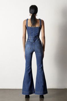 Front Buttons Flare Denim Overalls- 98% Cotton, 2% Spandex- Stretch Denim- Flare Leg- Front Bottons - Imported, Designed In USASize S- Waist 26 1/2"- Hip 32 1/2"- Front Rise 11 3/4"- Leg Opening 24"- Inseam 33"Model wears size S, height 5'9"*For detail size spec, please message us* Style: Causal Print / Pattern: Dark Wash Denim Silhouette: Jumpsuit Flare Fit: Regular Embellishment: Adjustable shoulder strap Neck Line: N/A Sleeve: Sleeveless Length: Long Closure: Front Button Closure Lining: No M High Waist Fitted Dark Wash Flare Jeans, Fitted High Waist Dark Wash Flare Jeans, Dark Wash Full-length Denim Jumpsuit, Stretch Denim Blue Denim Jumpsuit, Stretch Denim Blue Jumpsuit, Stretch Denim Jumpsuit In Denim Blue, Fitted High-rise Denim Flare Jeans, Fitted Flare Denim Jeans, High Rise Stretch Cotton Denim Jumpsuit