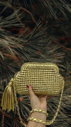 "Luxury Cocktail Gold Bag for Women, Metallic Raffia Evening Dress Bag, Crochet Pouch Clutch, Christmas Gift for Wife ✅This is an evening summer bag for stylish girls who lead an active lifestyle. The bright design of this mesh bag will not let you get lost in the crowd. It will also be a perfect gift for your loved ones, Mother's Day / Friend / Birthday / Anniversary / Valentine's Day / Graduation / Holiday / Wedding gifts and special day. ✅THIS LUXURIOUS BAG IS NOW THE MOST FASHIONABLE BAG. It Luxury Evening Bag For Valentine's Day, Luxury Gold Trendy Evening Bag, Luxury Handmade Shoulder Bag For Party, Trendy Luxury Evening Bag With Detachable Strap, Luxury Crochet Bag With Gold-tone Hardware, Luxury Evening Pouch With Detachable Handle, Luxury Straw Bag With Detachable Strap For Summer, Luxury Evening Clutch For Summer, Luxury Gold Bags For Vacation