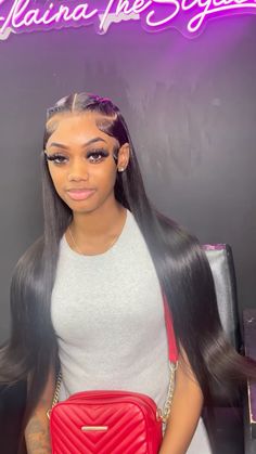 Hair Styles For Frontal Wigs, Lace Wig Install Styles, Front Lace Wigs Human Hair Hairstyles, Middle Part Hairstyles Wig, Lace Front With Layers, Straight Lace Wig Hairstyles, 3 Braids Hairstyle Wig, Jet Black Side Part Frontal Wig, Wig Install Hairstyles Straight Hair