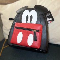 Brand New With Tag Red Mickey Mouse Backpack, Black Mickey Mouse Backpack, Black Mickey Mouse Backpack For Daily Use, Black Mickey Mouse Backpack For Back To School, Red Mickey Mouse Backpack For Everyday Use, Black Mickey Mouse Bag For Back To School, Mickey Mouse Backpack For Daily Use, Casual Red Mickey Mouse Backpack, Casual Black Mickey Mouse Backpack