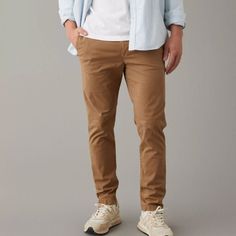 Nwt American Eagle Men's Flex Slim Lived-In Khaki Pant In Toasted Almond - In Brand New Condition With Tags! Size 38 X 30 (Tag Says 38 X 32 But Mislabeled) Your Go-To Khakis, Specially Washed For Broken-In Comfort And A Vintage Look And Feel. Lived-In Bottoms Collection Flex Is Durable And Designed To Give You Just Enough Stretch To Move With No Problem Comfortable And Never Loses Its Shape Soft, Structured Fabric Garment Washed For A Lived-In Look These Khakis Are Real Good: Made In A Factory T Fitted Brown Chinos With Pockets, Brown Chino Cotton Twill Bottoms With Welt Pockets, Brown Straight Leg Chino Bottoms, Brown Tapered Leg Chinos With Pockets, Casual Chino Cotton Twill Pants With Belt Loops, Casual Chino Pants With Belt Loops, Brown Fitted Tapered Leg Cargo Pants, Casual Brown Chino Cotton Twill Chinos, Brown Cotton Chinos For Spring