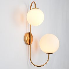 two light fixtures mounted on a white wall