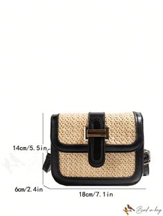 BirdinBag - Compact Colorblock Vacation Bag with Adjustable Strap - Mini Size Casual Square Satchel With Hasp Closure, Casual Square Portable Shoulder Bag, Beige Rectangular Bag With Hasp Closure, Casual Square Shoulder Bag Portable, Casual Square Shoulder Bag, Casual Square Shoulder Bag With Hasp Closure, Casual Portable Square Box Bag, Rectangular Flap Bag With Hasp Closure For Travel, Black Square Flap Bag