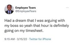 an employee tweets on twitter about his job and the message he wrote to him