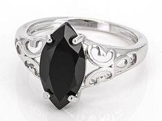 2.70ct Marquise Black Spinel Rhodium Over Sterling Silver Solitaire Ring. Measures Approximately 0.79"L x 0.56"W. Not sizeable. Black Spinel Ring, Ring Spacer, Black Gems, Spinel Ring, Spinel Gemstone, Diamond Alternatives, Popular Jewelry, Gem Ring, Moissanite Jewelry