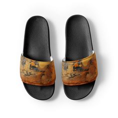 Step into summer with the Golden Beach Women's Slides. These stylish and comfortable slides feature a unique design inspired by the beauty of the beach. The golden color adds a touch of glamour to any outfit, while the soft and durable materials ensure all-day comfort. Perfect for a day at the beach or a casual outing, these slides are a must-have for any fashion-forward woman. Upgrade your summer wardrobe with the Golden Beach Women's Slides. Women's Slides Product Details: • Comfortable Strap: Brown Slide Slippers For Summer, Brown Beach Slippers For Summer, Orange Slides For Spring Vacation, Brown Summer Beach Slippers, Lightweight Slip-on Slides For Vacation, Orange Slide Sandals For Beach, Orange Slides For Beach In Summer, Orange Slides For Summer Beach, Orange Slides For Summer Beach Days