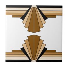 an art deco tile design in brown and white