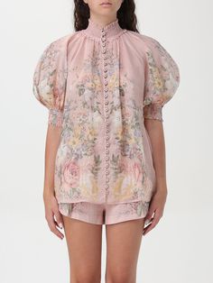 Find ZIMMERMANN Shirt on Editorialist. Shirt ZIMMERMANN Woman color Pink Victorian Sleeves, Pink Graphic Print Button-up Shirt, Zimmermann High Tide, Zimmerman Crop Top, Pink Zimmermann Dress, Zimmermann Postcard Dress, Italian Fashion Designers, Pink Shirt, Cropped Denim