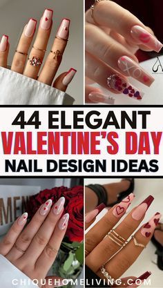 Valentine's Day Nail Design, Classic Romantic Style, Vibrant Nails, Nail Design Ideas, Love And Romance, Pink Valentines, Glitter Hearts