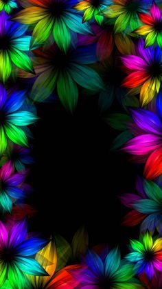 an abstract colorful flower background with lots of leaves on the bottom and center, all in different colors