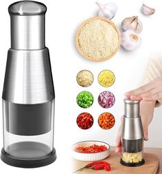 a person is using an electric spice grinder