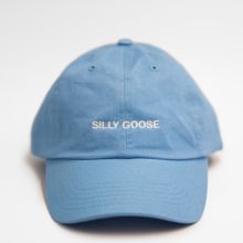 Silly Goose Hat – Middle Class Fancy Fitted Solid Cotton Hats, Fitted Cotton Hat In Solid Color, Fitted Cotton Hats In Solid Color, Fitted Solid Color Cotton Hats, Blue Adjustable Cotton Dad Hat, Solid Color Cotton Hats For Streetwear, Classic Cotton Baseball Cap With Embroidered Logo, Casual Fitted Baseball Cap With Curved Bill, Blue Cotton Baseball Cap With Flat Bill