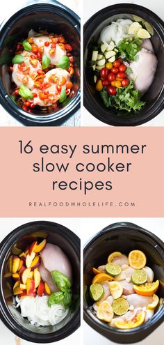 slow cooker meals with text overlay that reads summer slow cooker recipes