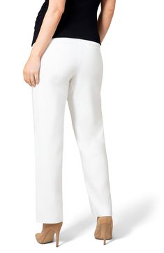 Look polished throughout the trimesters in these stretch-kissed maternity pants made from smooth crepe and a foldable waistband. 80% polyester, 15% viscose, 5% elastane Spot clean Made in the UK White Straight Elastane Pants, Elegant Stretch Cream Pants, White Elastane Pants For Formal Occasions, White Elastane Ankle-length Bottoms, Elegant Stretch White Pants, Elegant White Stretch Dress Pants, Elegant White Tapered Leg Pants, White Formal Elastane Pants, Elegant White Stretch Pants