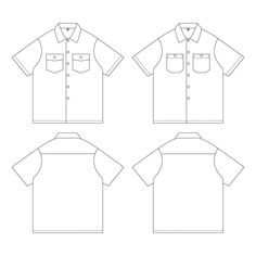 the front, back and side views of a shirt