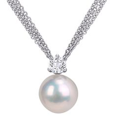 PEARL AND WHITE TOPAZ NECKLACE SILVER | BJ's Wholesale Club 11-12 mm Cultured Freshwater Pearl and White Topaz Necklace in Sterling Silver White Topaz Necklace, Multi Chain Necklace, Multicolor Earrings, Topaz Necklace, Gold Bead Necklace, Topaz Gemstone, Eye Necklace, White Topaz, Cultured Pearls