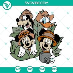 mickey mouse and friends in the jungle svg file for cricut or silhouette