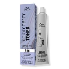 Colorcharm Permanent Crme Toner - PERM CREAM TONER 2OZ T86 RADIANT LILACBenefitsTo be used with ONLY 10 volume developer (sold separately) , using 20 volume may cause uneven results and scalp sensitivity.*WELLA Colorcharm lightener + permanent toner vs. lightener alone.Finishing step to neutralizing warmth after lightening.Perfectly even tone from root to end.Developer is requiredFormulated WithoutAnimal-derived ingredients, parabens, gluten and phthalates. - Colorcharm Permanent Crme Toner Silver Hair Toner Sally Beauty, Toners For Gray Mashroom Brown Hair, Black Toner For Blonde Hair, Silver Hair Toner, White Hair Toner, Silver Toner, Grey Hair Roots, Toner For Blonde Hair, Wella Toner