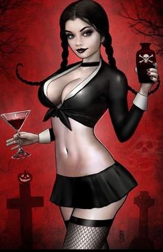 Addams Family Tv Show, Wednesday Addams Cosplay, Keith Garvey, Cartoon Character Tattoos, Comic Book Collection, Horror Artwork, Gothic Fantasy Art, Pin Up Art, Wednesday Addams