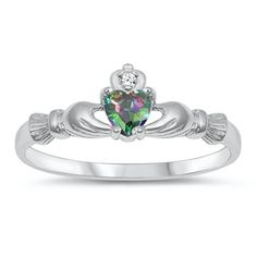 CHOOSE YOUR COLOR Sterling Silver Irish Claddagh Friendship Ring Multi-color Cubic Zirconia Heart Black Female Size 8 All our silver jewelry is crafted from .925 silver also commonly referred to as sterling silver. Sterling silver is the standard for beautiful high-quality silver jewelry and can not be replicated by lower priced silver plated jewelry. It is 92.5% pure silver, mixed with alloys to add strength and durability to stand the test of time. We promise superior service which includes fa Silver Claddagh Ring, Irish Ring Claddagh, Irish Rings, Irish Claddagh, Claddagh Ring, Friendship Rings, Claddagh Rings, Mystic Topaz, Silver Plated Jewelry