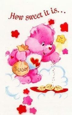 a pink teddy bear is flying through the air with hearts on it's back